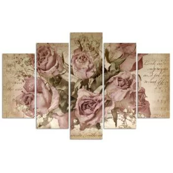 Obraz pięcioczęściowy Deco Panel, Róże i nuty - obrazek 3