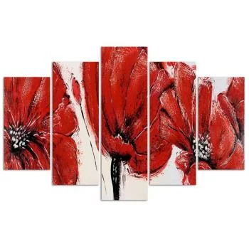 Obraz pięcioczęściowy Deco Panel, Czerwone kwiaty - obrazek 3
