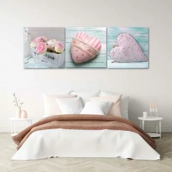Zestaw obrazów Deco Panel, Różowe serca