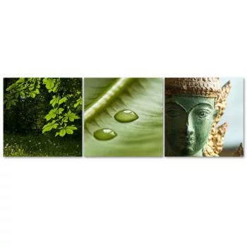 Zestaw obrazów Deco Panel, Zielone liście i Budda - obrazek 3
