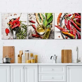 Zestaw obrazów Deco Panel, Suszona czerwona papryka chili