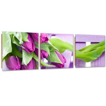 Zestaw obrazów Deco Panel, Fioletowe tulipany w bukiecie - obrazek 2