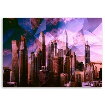 Obraz Deco Panel, Geometryczne miasto - fioletowe - obrazek 3