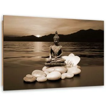 Obraz Deco Panel, Budda na kamieniach - czarno-biały - obrazek 2