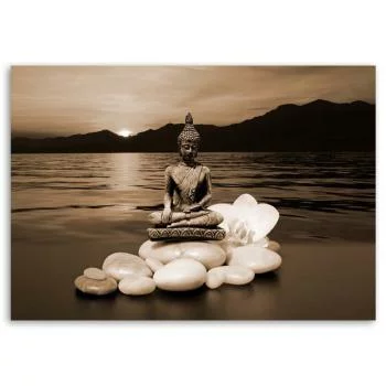 Obraz Deco Panel, Budda na kamieniach - czarno-biały - obrazek 3