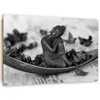 Obraz Deco Panel, Budda i płatki - czarno-biały - obrazek 2
