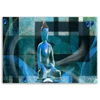 Obraz Deco Panel, Budda na geometrycznym tle - niebieski - obrazek 3