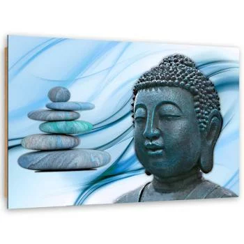 Obraz Deco Panel, Głowa Buddy i kamienie - niebieski - obrazek 2