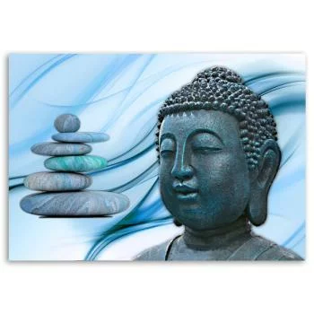 Obraz Deco Panel, Głowa Buddy i kamienie - niebieski - obrazek 3