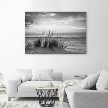 Obraz Deco Panel, Trawy na plaży - czarno-biały