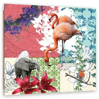 Obraz Deco Panel,  Flaming Słoń Ptak kolaż - obrazek 2