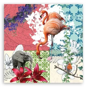 Obraz Deco Panel,  Flaming Słoń Ptak kolaż - obrazek 3