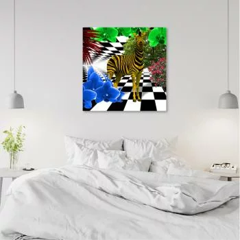 Obraz Deco Panel, Kolorowa zebra natura zwierzęta