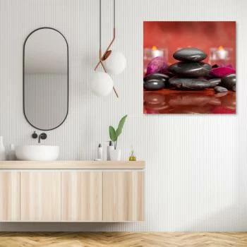 Obraz Deco Panel, Kamienie zen na czerwonym tle