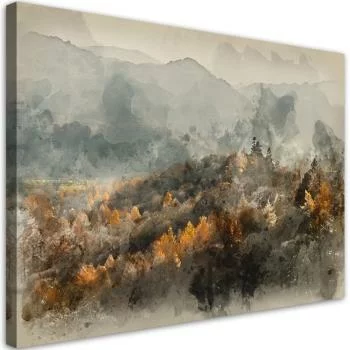 Obraz na płótnie, Jesienny las we mgle - obrazek 2