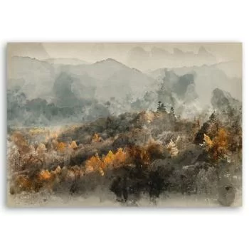 Obraz na płótnie, Jesienny las we mgle - obrazek 3