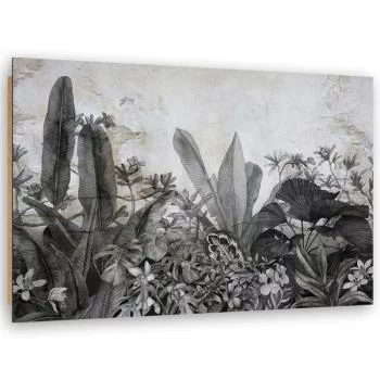Obraz Deco Panel, Czarno białe liście na tle betonu - obrazek 2
