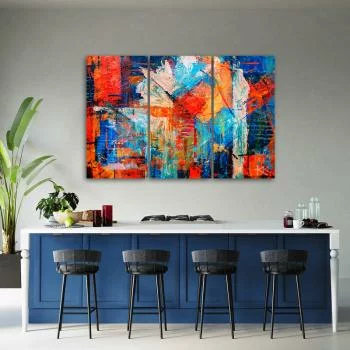 Obraz trzyczęściowy Deco Panel, Pomarańczowa abstrakcja ręcznie malowana