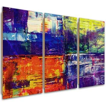 Obraz trzyczęściowy Deco Panel, Kolorowa abstrakcja ręcznie malowana - obrazek 2