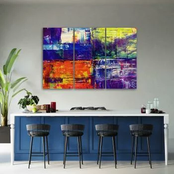 Obraz trzyczęściowy Deco Panel, Kolorowa abstrakcja ręcznie malowana