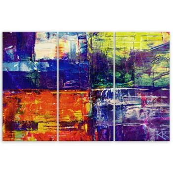 Obraz trzyczęściowy Deco Panel, Kolorowa abstrakcja ręcznie malowana - obrazek 3