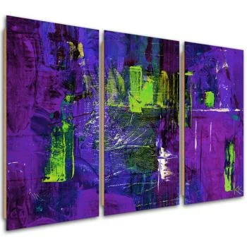Obraz trzyczęściowy Deco Panel, Fioletowa abstrakcja ręcznie malowana - obrazek 2