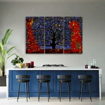Obraz trzyczęściowy Deco Panel, Niebieskie drzewo życia abstrakcja