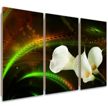 Obraz trzyczęściowy Deco Panel, White flower on brown background - obrazek 2