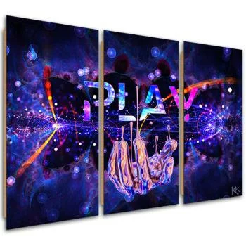 Obraz trzyczęściowy Deco Panel, Neon z napisem Play - obrazek 2