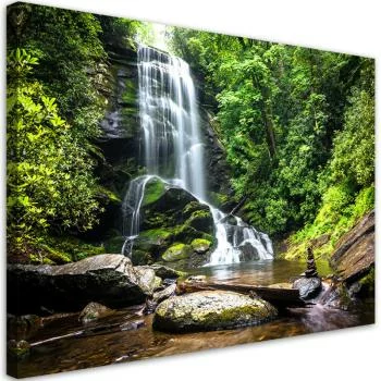 Obraz na płótnie, Wodospad w zielonym lesie - obrazek 2