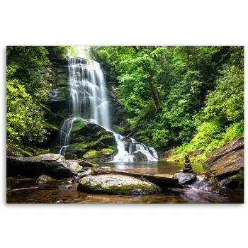 Obraz na płótnie, Wodospad w zielonym lesie - obrazek 3