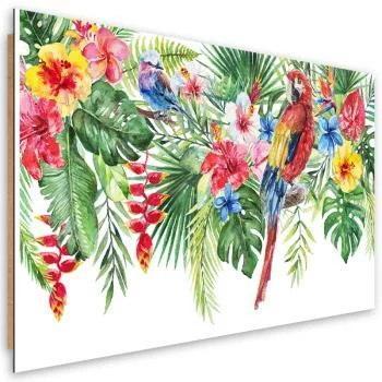 Obraz Deco Panel, Liście kwiaty papuga tropikalne - obrazek 2