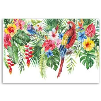 Obraz Deco Panel, Liście kwiaty papuga tropikalne - obrazek 3