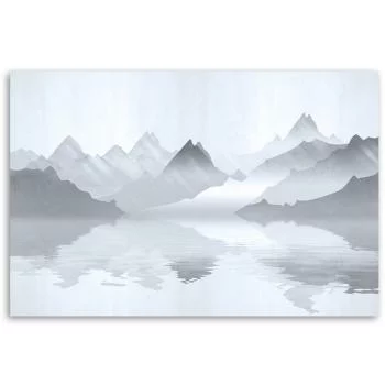 Obraz na płótnie, Góry nad jeziorem abstrakcja - obrazek 3
