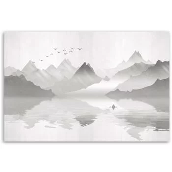Obraz na płótnie, Góry nad jeziorem abstrakcja - obrazek 3