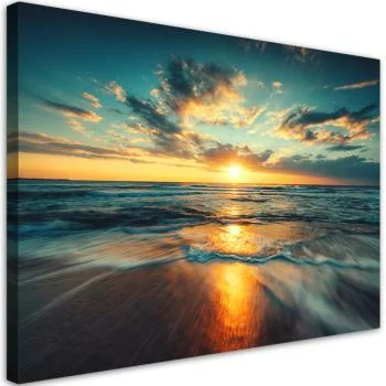 Obraz na płótnie, Morze Zachód słońca Plaża - obrazek 2