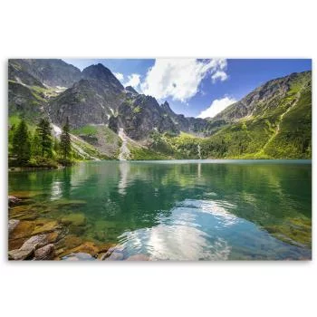 Obraz na płótnie, Górskie jezioro Drzewa Natura - obrazek 3