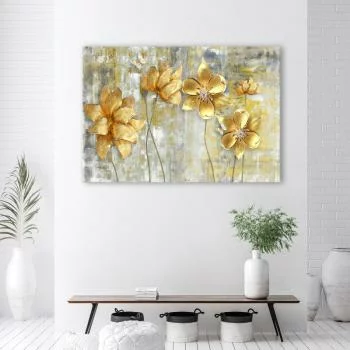 Obraz Deco Panel, Złote kwiaty i motyle
