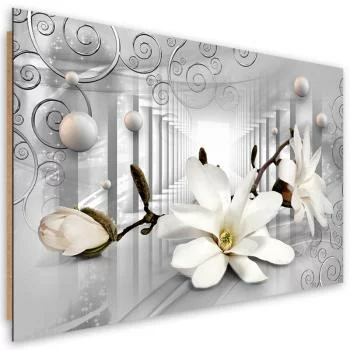 Obraz Deco Panel, Kwiaty w tunelu i srebrne kule 3D - obrazek 2