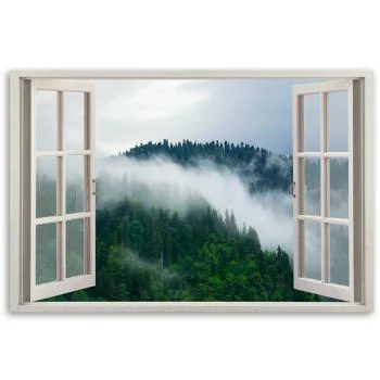 Obraz na płótnie, Las we mgle widok z okna - obrazek 3