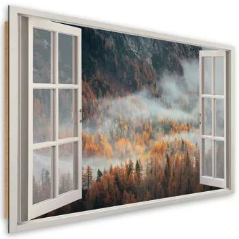 Obraz Deco Panel, Okno jesienna mgła w górach - obrazek 2