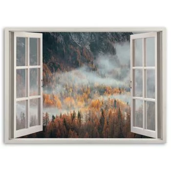 Obraz Deco Panel, Okno jesienna mgła w górach - obrazek 3