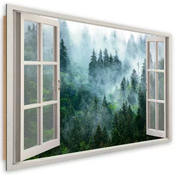 Obraz Deco Panel, Okno Zielony las we mgle natura - obrazek 2