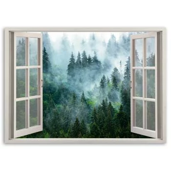 Obraz Deco Panel, Okno Zielony las we mgle natura - obrazek 3