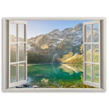Obraz Deco Panel, Okno Jezioro w górach Natura - obrazek 3