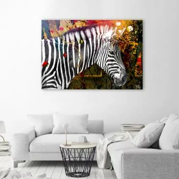 Obraz Deco Panel, Zebra na kolorowym tle