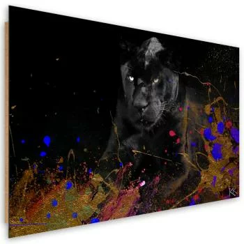 Obraz Deco Panel, Czarna pantera na kolorowym tle - obrazek 2