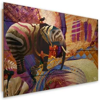 Obraz Deco Panel, Złoty słoń na abstrakcyjnym tle - obrazek 2