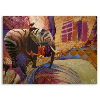 Obraz Deco Panel, Złoty słoń na abstrakcyjnym tle - obrazek 3
