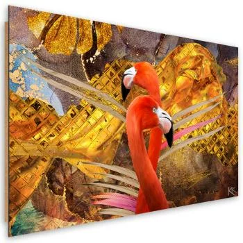 Obraz Deco Panel, Flamingi na tle ze złota - obrazek 2